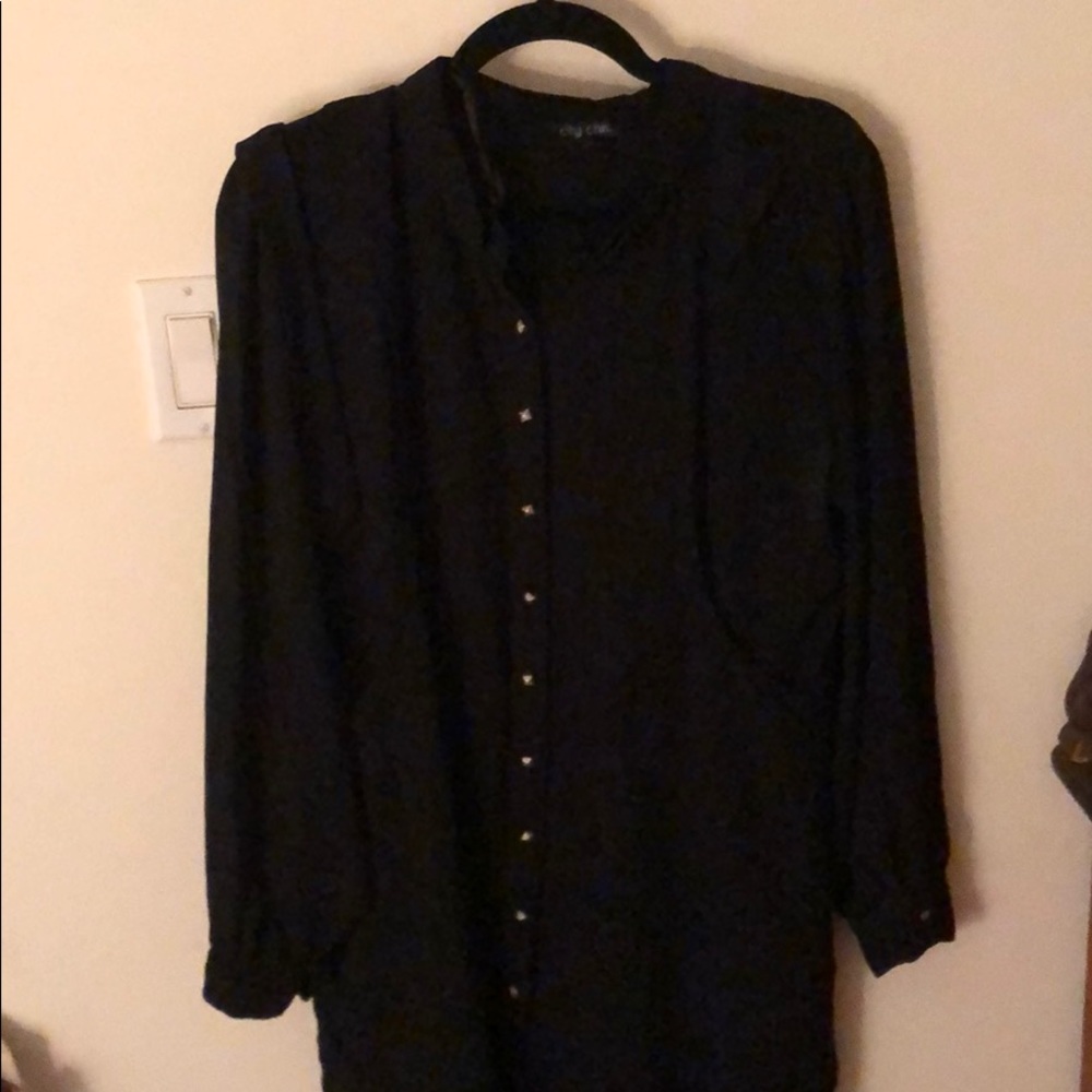 City Chic Black Button Down Blouse